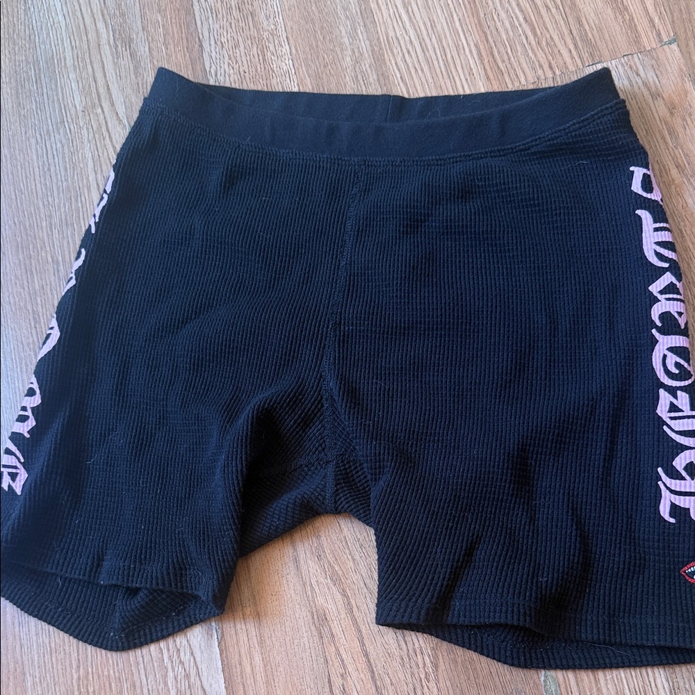 Chrome Hearts Black Bike Shorts with Pink Detailing